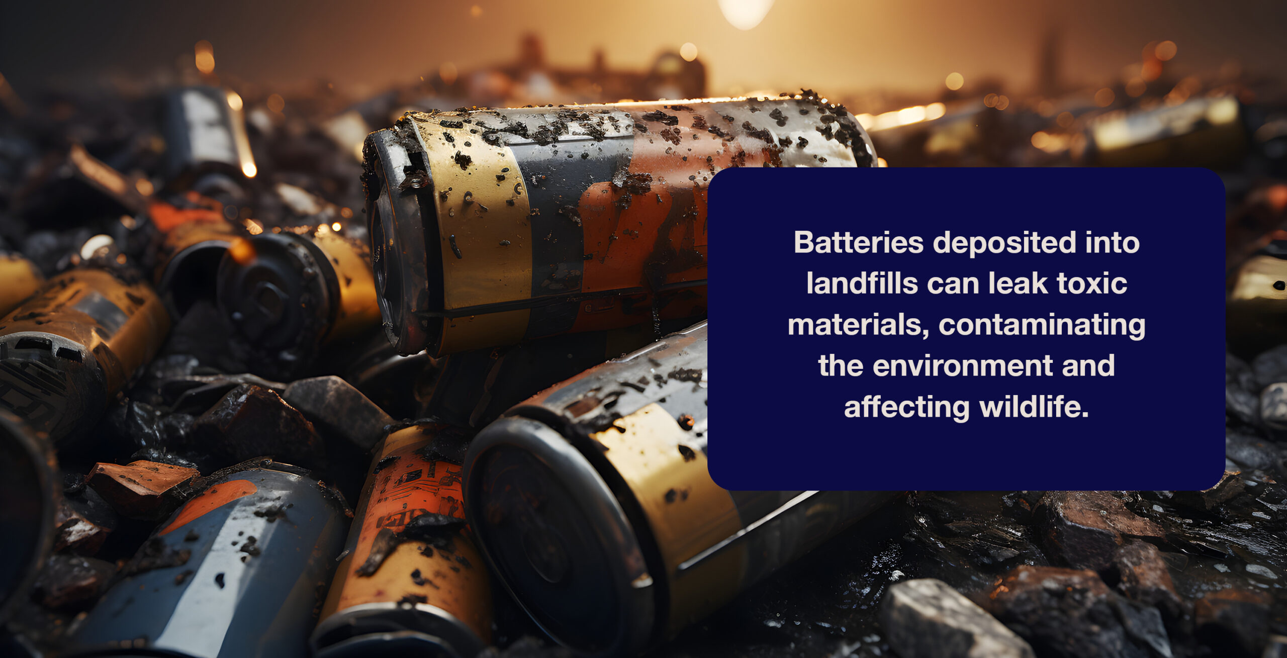 Batteries deposited into landfills can leak toxic materials, contaminating the environment and affecting wildlife.